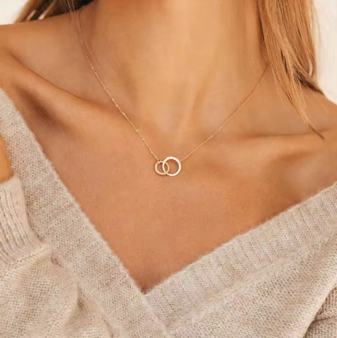 Gold Circle Duo Necklace