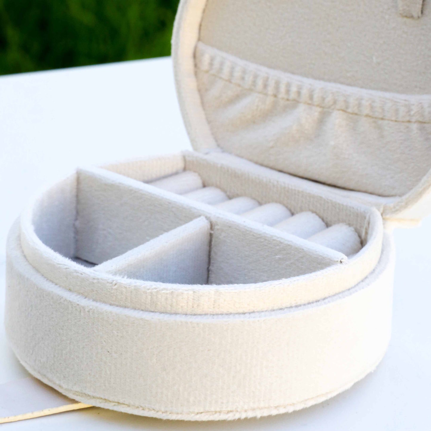 Circular Velvet Jewellery Box