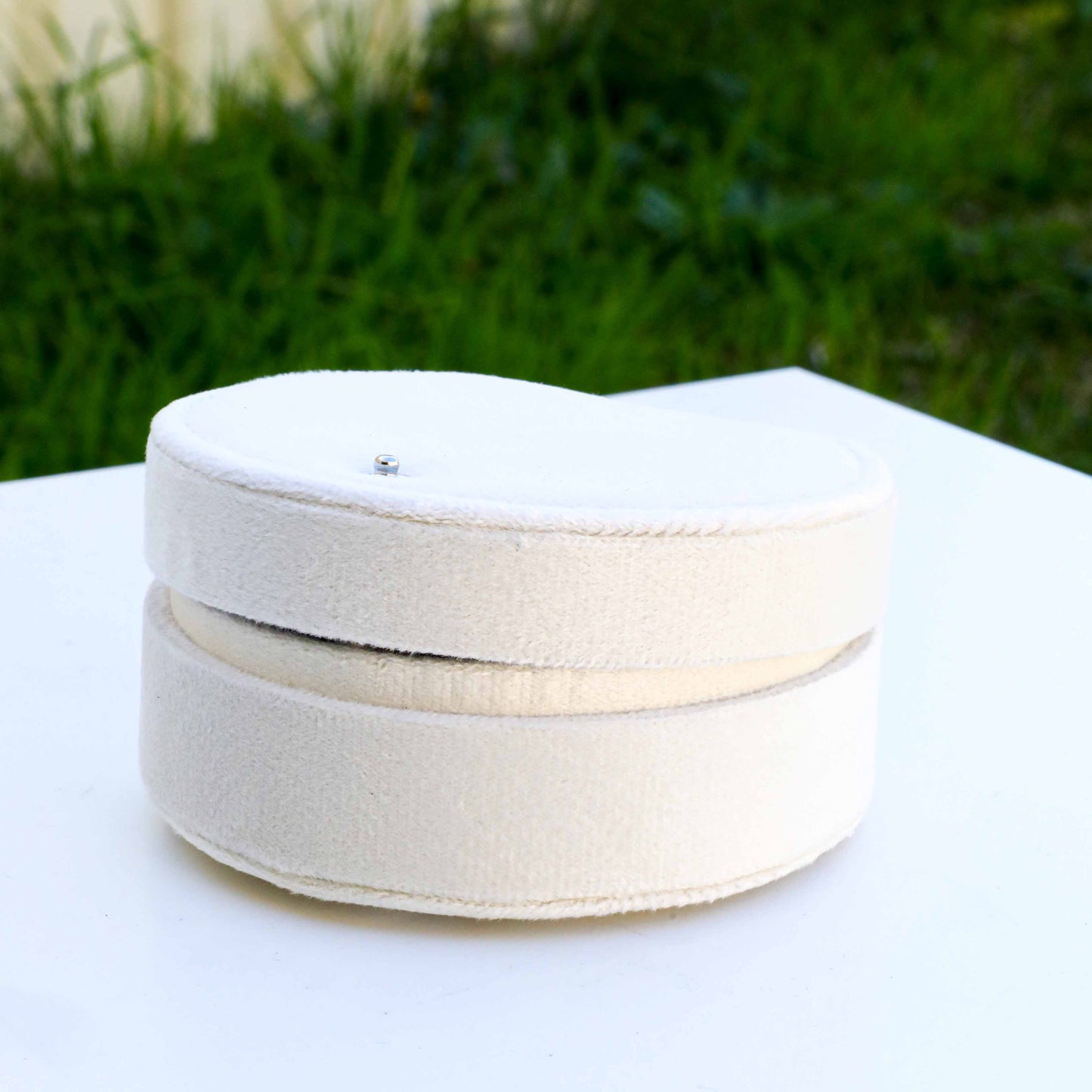 Circular Velvet Jewellery Box
