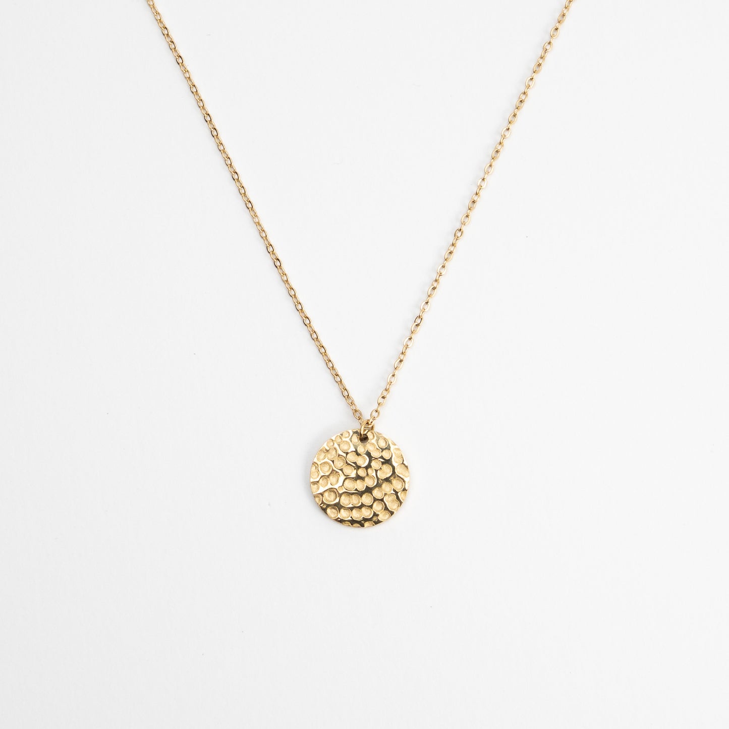 Minimalist Engraved Round Pendant Necklace