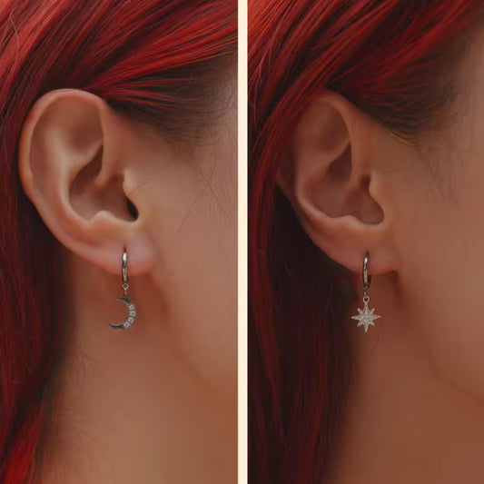 Star Moon Dangle Earrings